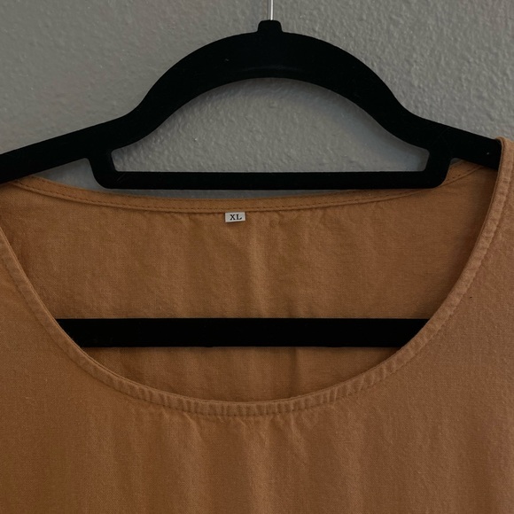 Summer Peach Sleeveless Cotton Apron Style Maxi Dress - Picture 3 of 8